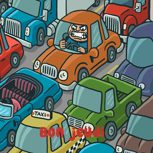 Gif animé Bon jeudi embouteillage